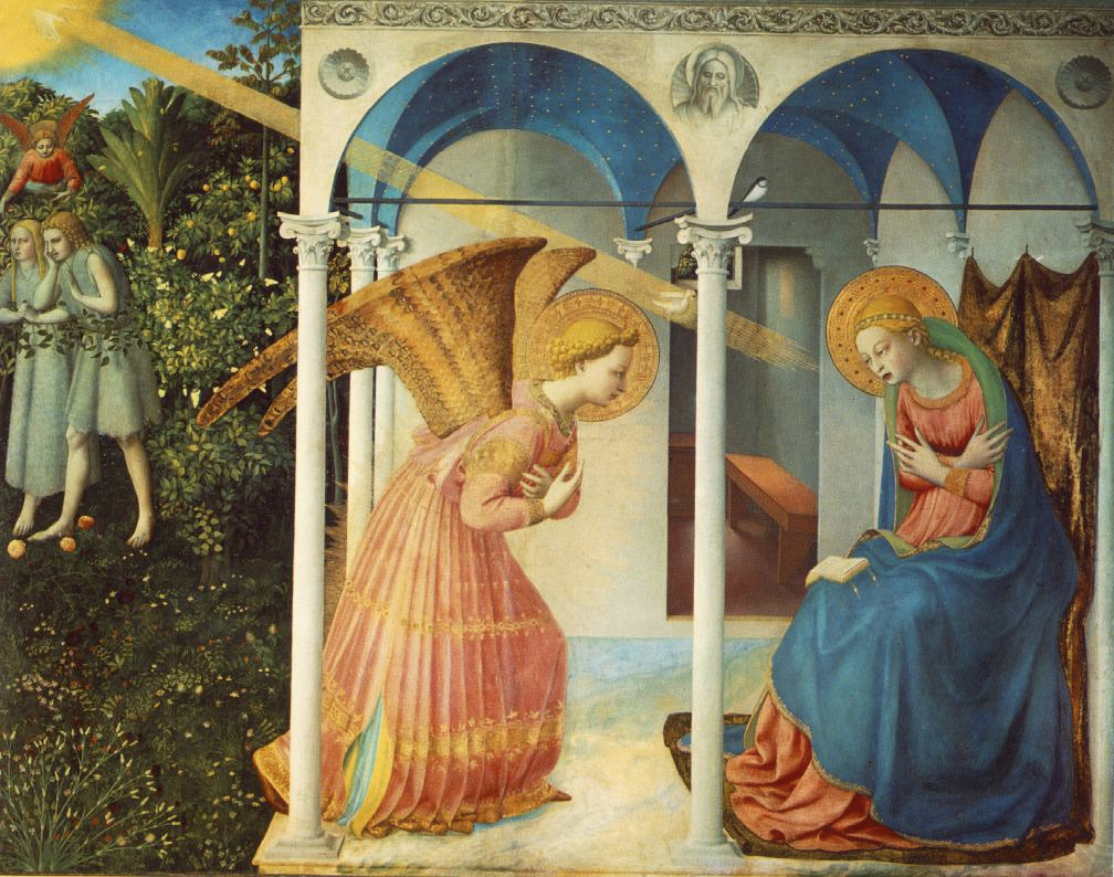 De Annunciatie (Boodschap van de aartsengel Gabriël aan Maria) van Fra Angelico © RR De Annunciatie (Boodschap van de aartsengel Gabriël aan Maria) van Fra Angelico © RR