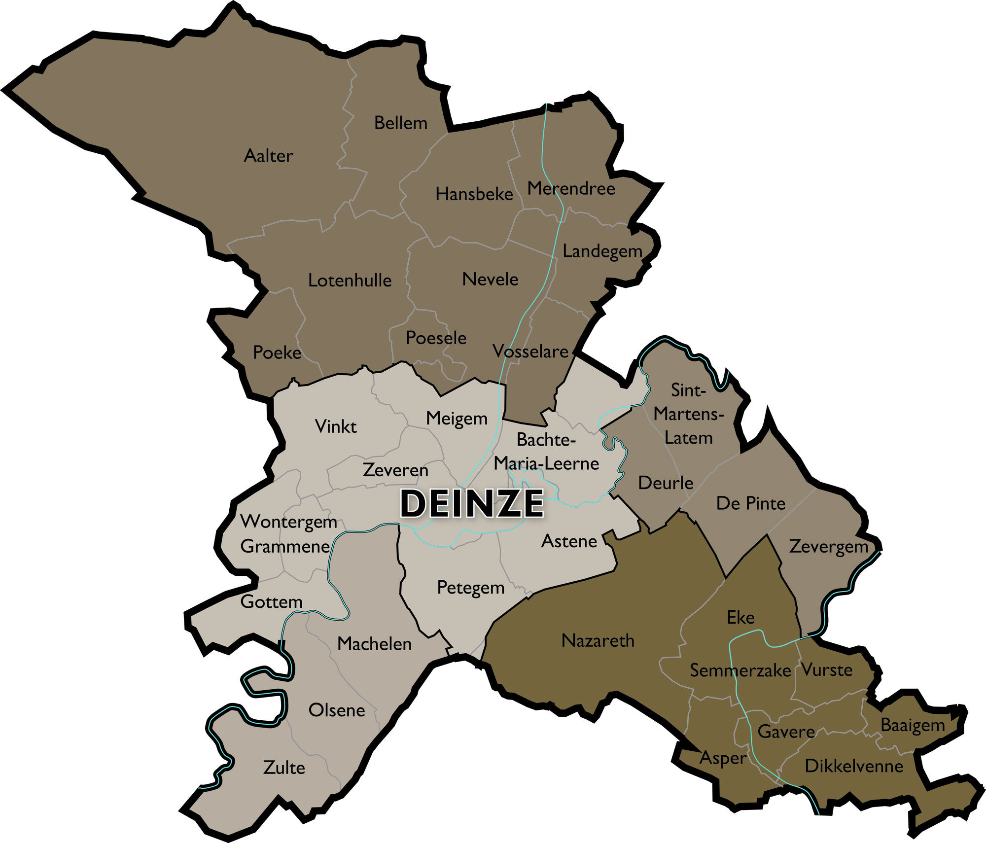 Kaart Dekenaat Deinze © Bisdom Gent Kaart Dekenaat Deinze © Bisdom Gent