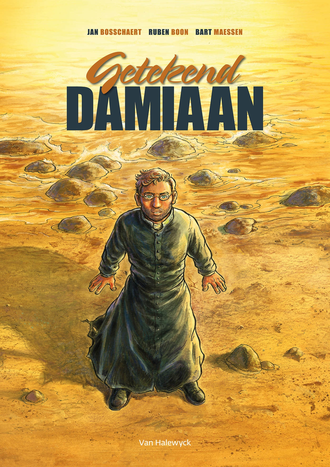 De cover van de Damiaanstrip © Uitgeverij Van Haleyck De cover van de Damiaanstrip © Uitgeverij Van Haleyck