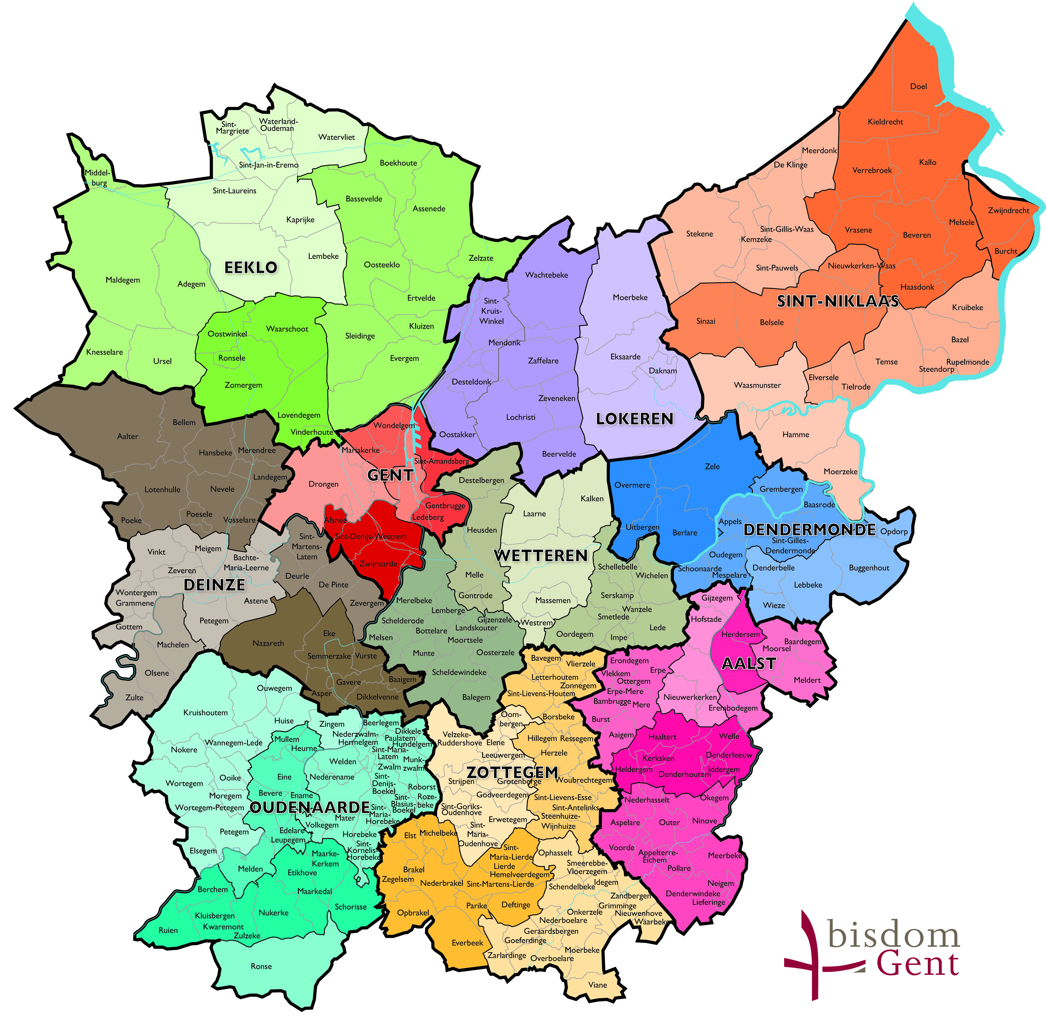 Kaart bisdom Gent © Bisdom Gent Kaart bisdom Gent © Bisdom Gent