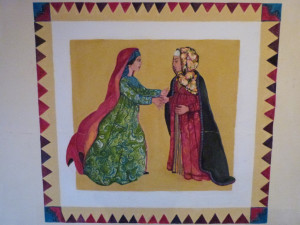 Muurschildering van het bezoek van Maria aan Elisabeth, trappistenabdij in Midelt/Marokko © Charlotte Braeckeveldt Muurschildering van het bezoek van Maria aan Elisabeth, trappistenabdij in Midelt/Marokko © Charlotte Braeckeveldt