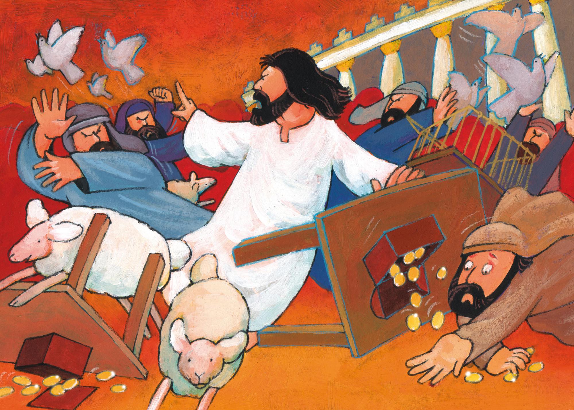 Jezus jaagt de verkopers uit de tempel © Roel Ottow