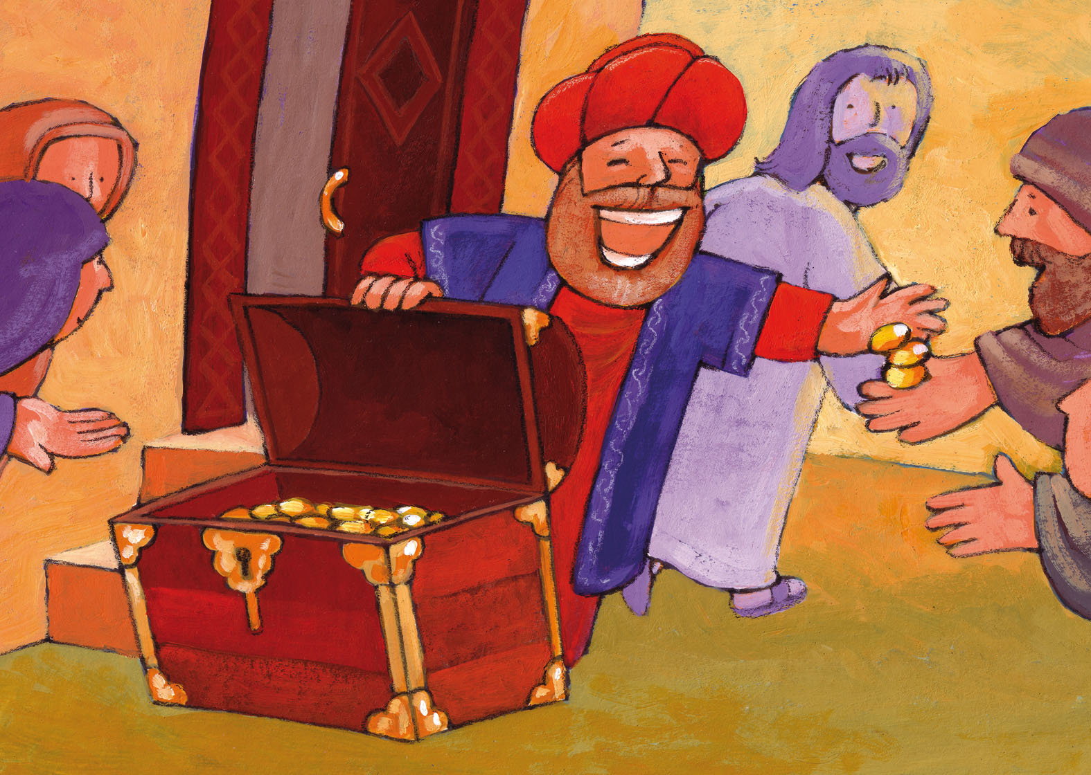Zacheus deelt de helft van zijn bezit uit. © Roel Ottow in Hosanna