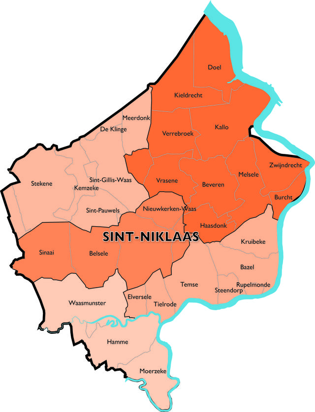 Het nieuwe dekenaat Sint-Niklaas met de nieuwe parochies © Bisdom Gent Het nieuwe dekenaat Sint-Niklaas met de nieuwe parochies © Bisdom Gent