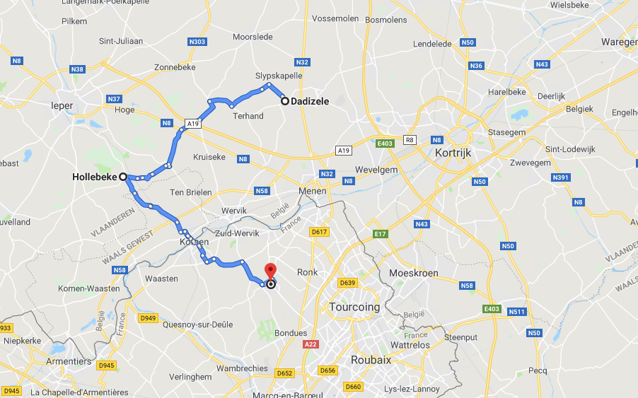 De drie bedevaartsplaatsen liggen op 15 kilometer van elkaar. © Google Maps De drie bedevaartsplaatsen liggen op 15 kilometer van elkaar. © Google Maps