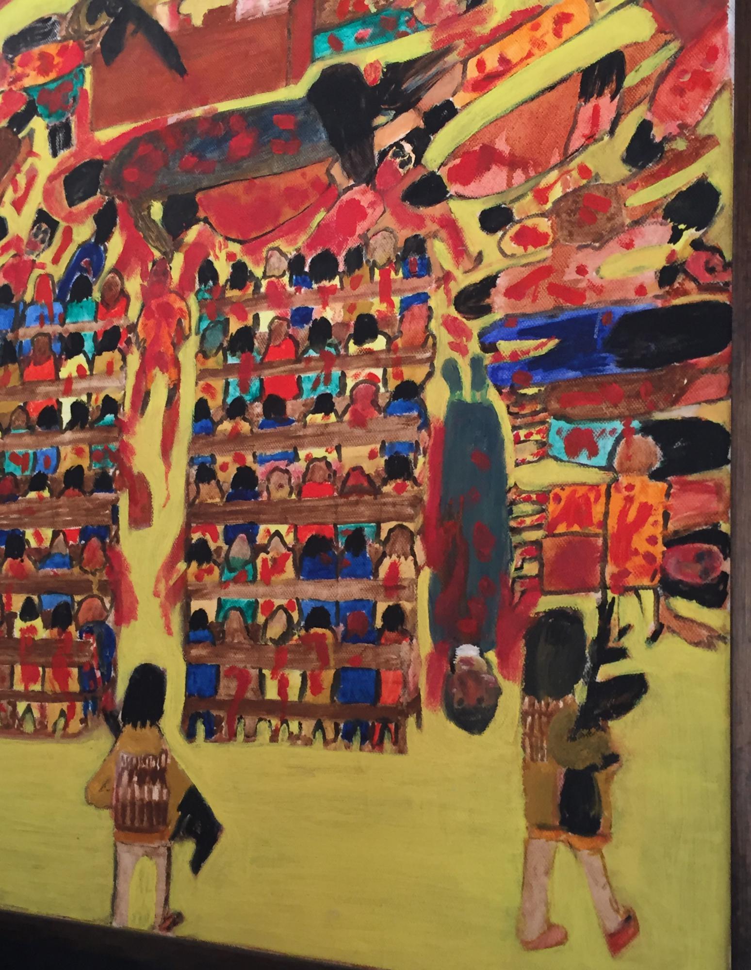 Het schilderij van de slachtpartij in de Sayidat al-Nejatkerk in Bagdad hangt nu bij Rudi Vranckx thuis © Rudi Vranckx Het schilderij van de slachtpartij in de Sayidat al-Nejatkerk in Bagdad hangt nu bij Rudi Vranckx thuis © Rudi Vranckx