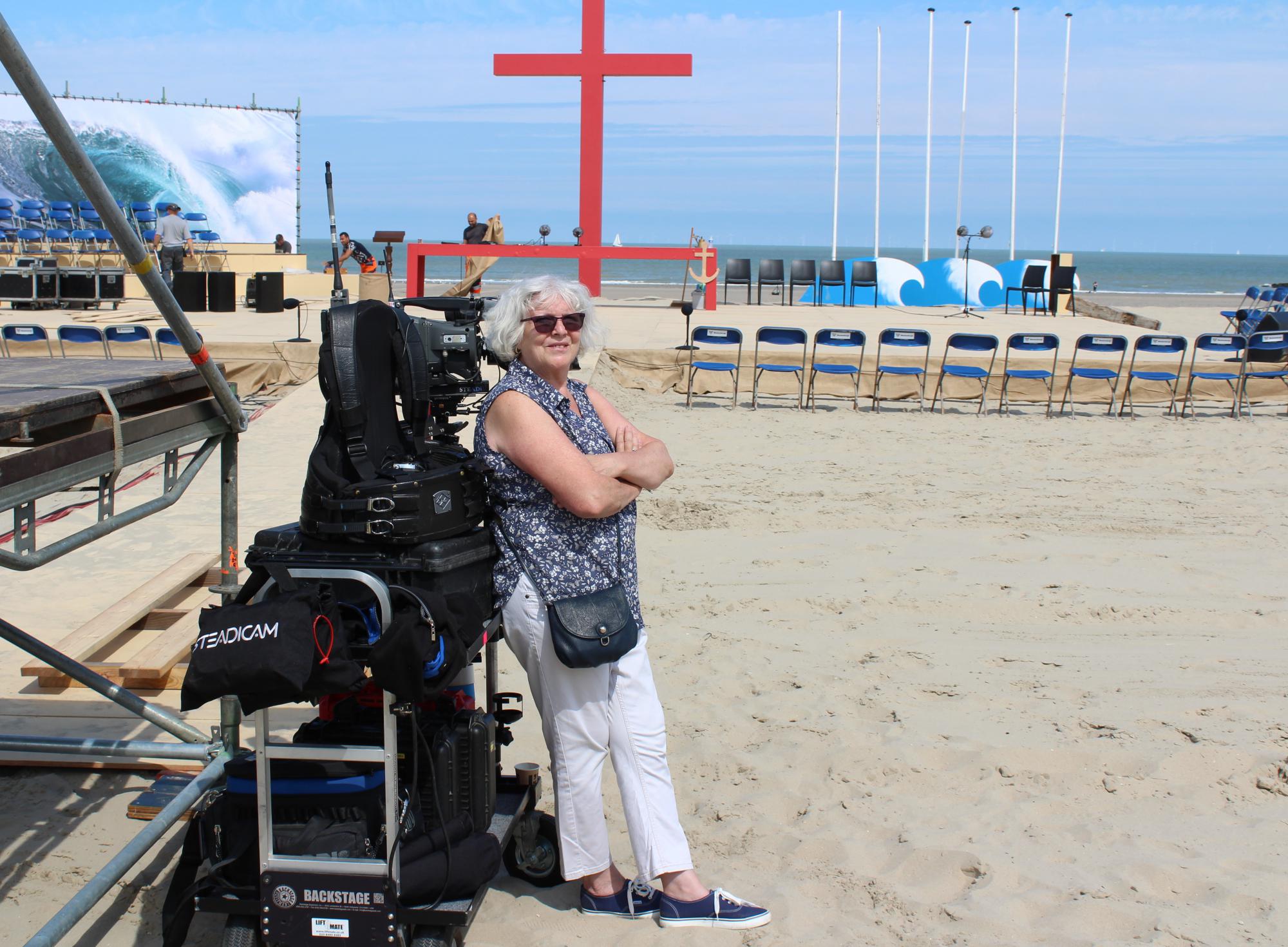 Ingrid De Vos bij de opnames van de tv-mis met zeewijding in juli laatst. © Guido Honnay Ingrid De Vos bij de opnames van de tv-mis met zeewijding in juli laatst. © Guido Honnay