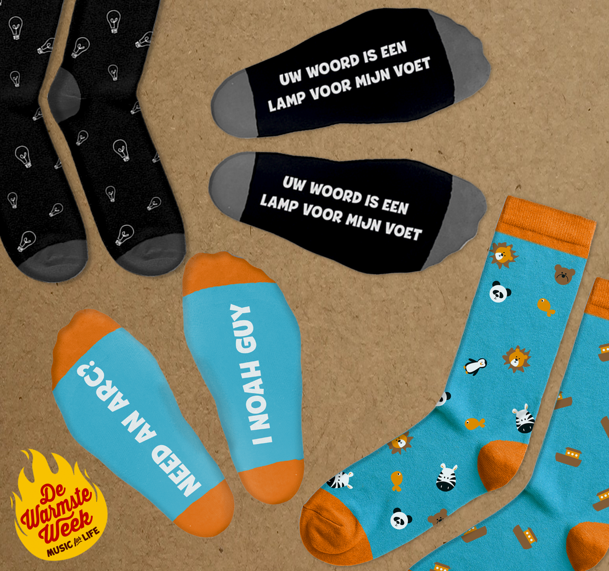 Happy socks van IJD Jongerenpastoraal Vlaanderen ten voordele van Downsyndroom Vlaanderen in het kader van de Warmste Week. © IJD Happy socks van IJD Jongerenpastoraal Vlaanderen ten voordele van Downsyndroom Vlaanderen in het kader van de Warmste Week. © IJD