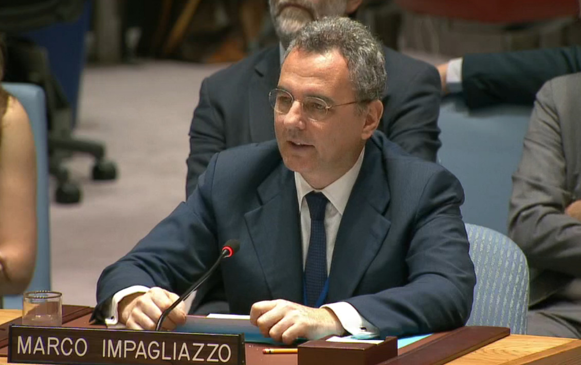 Voorzitter Marco Impagliazzo tijdens de VN-vergadering. © Sant'Egidio Voorzitter Marco Impagliazzo tijdens de VN-vergadering. © Sant'Egidio