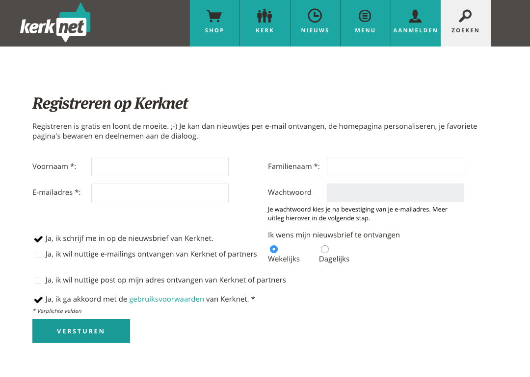 Zo registreer je op Kerknet en op de e-mailnieuwsbrief Zo registreer je op Kerknet en op de e-mailnieuwsbrief