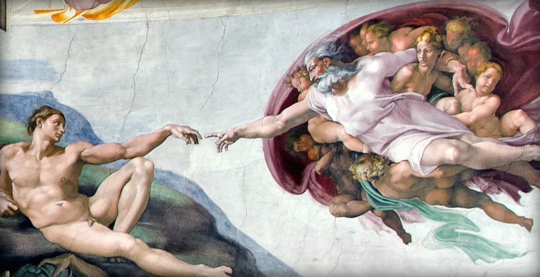 De schepping van Adam, Michelangelo, Sixtijnse kapel. © Steve Corey / Flickr CC De schepping van Adam, Michelangelo, Sixtijnse kapel. © Steve Corey / Flickr CC