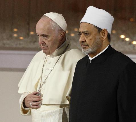Paus Franciscus en grootimam Ahmed Al-Tayyeb op 4 februari 2019 in Abu Dhabi  © VaticanMedia
