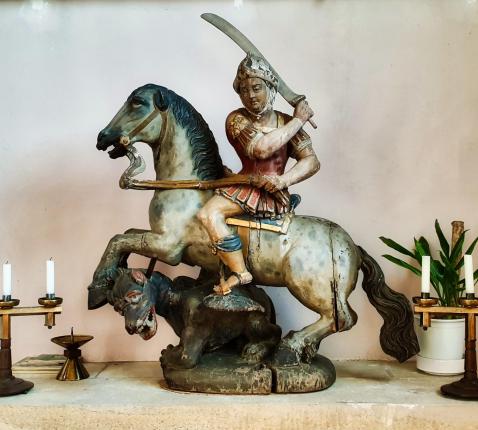 Sint-Joris, beeldje in de gelijknamige kerk in Tielt-Winge. © Parochie Sint-Donatus