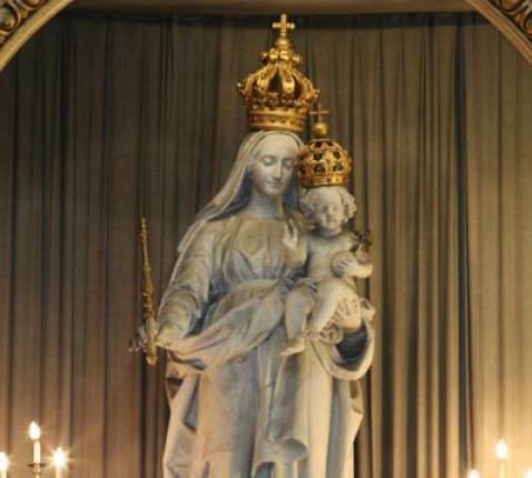 Het Mariabeeld dat aan de oorsprong ligt van het bekende lied. © Website Sint-Barbaracollege Gent