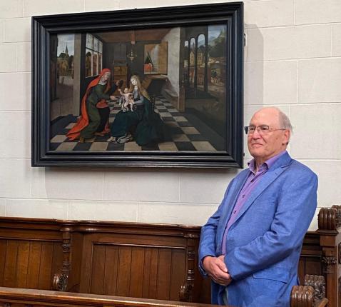 Guillaume Bastiaens bij het schilderij © Marianne Slaets