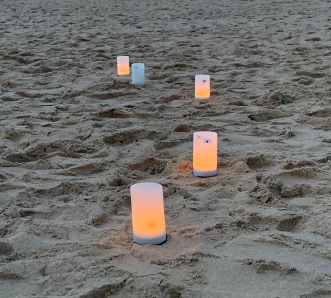 Lichtjes op het strand van Oostende. 