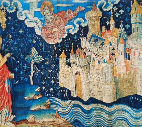 'Ik, Johannes, zag de heilige Stad, het nieuwe Jeruzalem van God uit de hemel neerdalen, schoon als een bruid die zich voor haa man heeft getooid' (Apocalyps 21,2)  