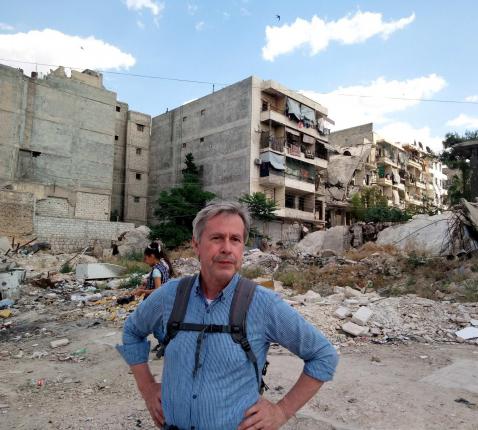 Bernard Keutgens in Aleppo: ‘Elke dag vult zich opnieuw met moeilijkheden.’ © Keutgens