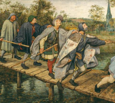 Verbondenheid van blinden op de brug (Breughel) 