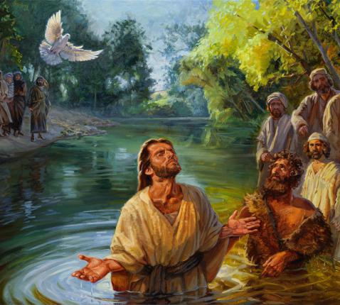 Doop van Jezus en duif © Gospelimages