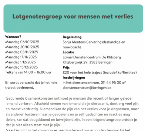 Omgaan met verlies © Stad Beringen