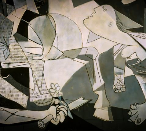 Een bloem van hoop temidden van Guernica 