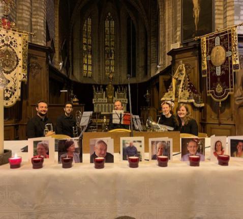 Het brasskwintet Ambrass in de viering van 2024 © Marleen 