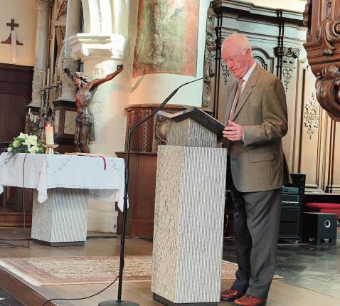 Woordje van de voorzitter van de kerkfabriek Paul Vanden Branden. © Mariette Dhondt