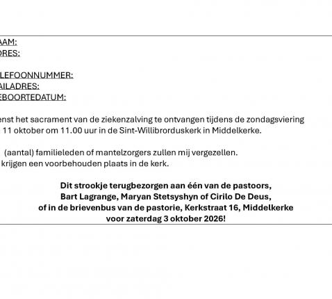 Inschrijving ziekenzalving 2026 © -