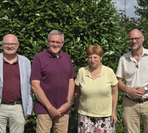 Het pastoresteam, v.l.n.r.: Michel, Jef, Leen, Gert 