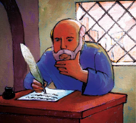 Paulus schrijft een brief © Roel Ottow in 'Hosanna'