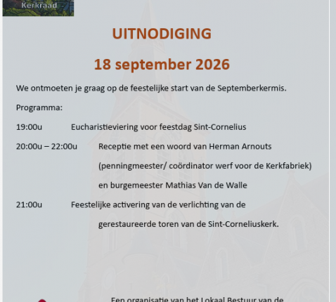Flyer heropening Toren Corneliuskerk © Kerkfabriek St-Cornelius Aalter & Gemeente Aalter