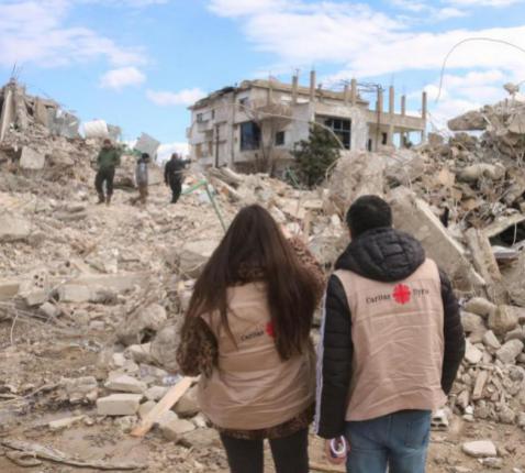 1 op 3 gebouwen in Aleppo is ingestort. © Caritas Syrië