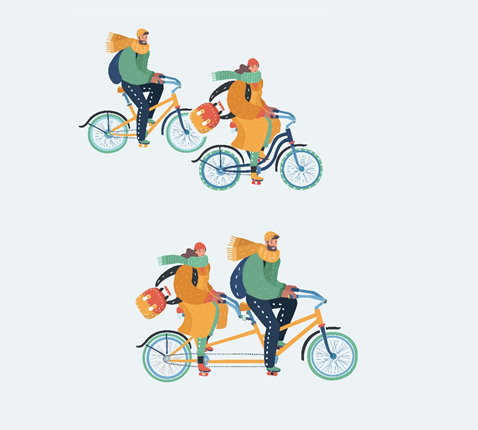 Je kan apart fietsen vanuit je discipline of samen een tandem nemen met je eigen deskundigheid als bagage © Paul Renders