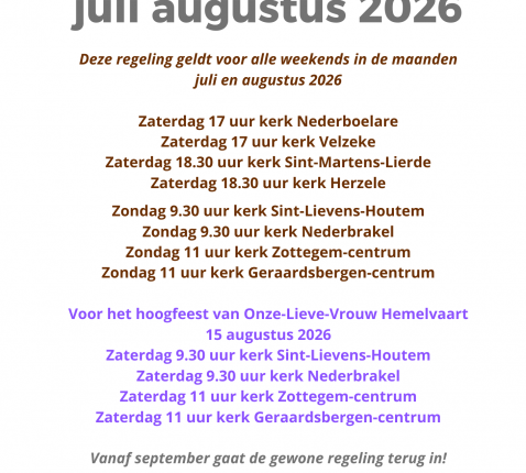 vakantieregeling juli en augustus 2026 dekenaat Zottegem © EmVi