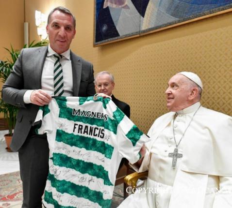 Franciscus ontving de spelers en teamleiding van Celtic © Vatican Media