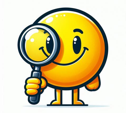 Smiley met vergrootglas © Copoliot
