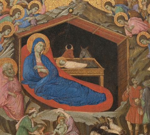 De geboorte van Christus met de profeten Jesaja en Ezechiël (1308-1311) ~ Duccio di Buoninsegna © Wikimedia Commons
