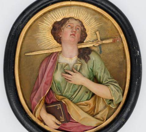 Heilige Lucia, Antwerpen 18de eeuw, terracotta, gepolychromeerd © PARCUM, collectie zusters apostolinnen Antwerpen