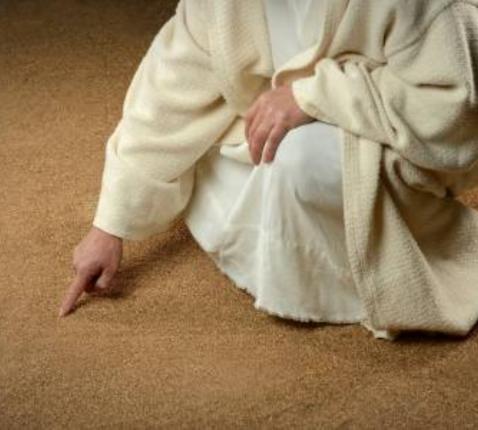 Jezus schreef in het zand 