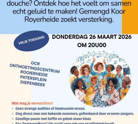 Zanghappening donderdag 26 maart 2026  om 20 u  in het OCR 