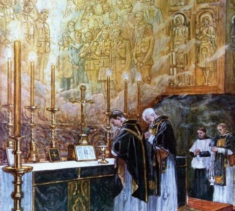 Mass attended by all the angels, saints and our blessed departed souls  