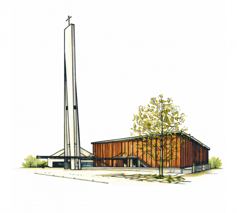 Logo Pius X-parochie (ingekleurd) © Dirk Bellens