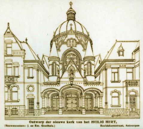 Eerste schets van het kerkgebouw 