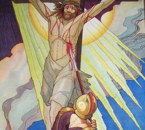 The Piercing of Christ (The Feast of the Sacred Heart of Jesus from Liturgical Calendar poster series) (Jos Speybrouck) 