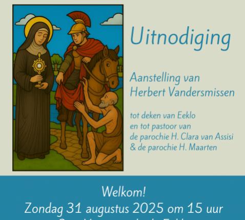 Uitnodiging aanstelling E.H. Herbert Vandersmissen 