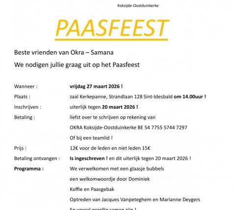 Paasfeest van Okra Koksijde-Oostduinkerke en Samana Koksijde 