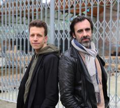 Braam Verreth (36) speelt in ‘De Passie’ de rol van Jezus, Jan Schepens (52) is Judas. © Kristof Ghyselinck