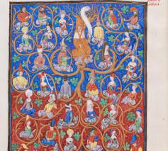 Miniatuur van de stamboom van Demogorgon (AGSB, Ms. 154/44, fol. 13v) © stad Brugge