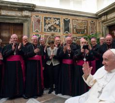 De ontmoeting met de Duitse kerkleiders verliep in een hartelijke sfeer © Vatican Media